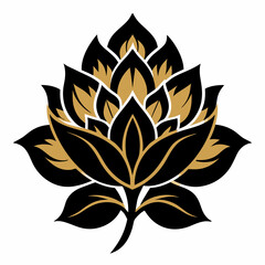 Golden Blossom vector silhouette black design white background