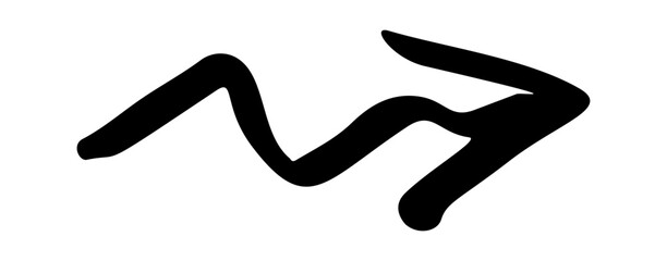 Handdrawn curved sketchy arrow doodle