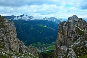 Austrian Alps - outlook from the footpath near peak Elfer in Stubai Alp