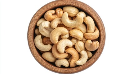 Fototapeta premium Assortment of Raw and Roasted Cashew Nuts in Wooden Bowl