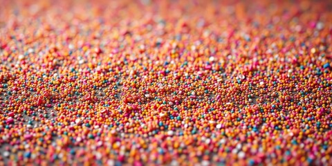 Tiny specks of colored dust scattered across the ground like confetti, whimsical celebration, colored confetti