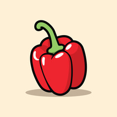 Bright Red Bell Pepper Illustration