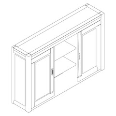 Sideboard Living Room Furniture isolated continuous line art flat vector illustration