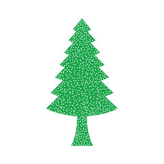 Fototapeta premium Green christmas trees in on white background. merry christmas tree made of white dots. snow needles. green christmas tree vector art work. happy new year