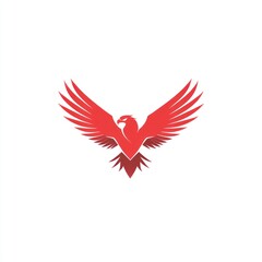 Obraz premium Red eagle with wings spread wide, fierce and powerful bird of prey symbol.