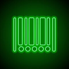 Barcode simple icon vector. Flat design. Green neon on black background with green light