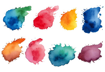 brush stroke isolated on grunge background. Set of watercolor circles brash multicolored.