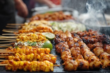 Grilled meats and vegetables, perfect for outdoor gatherings or BBQ parties