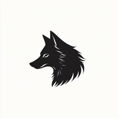 Obraz premium Sleek black fox head silhouette.