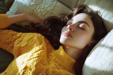 Naklejka premium A person lying down and resting their eyes