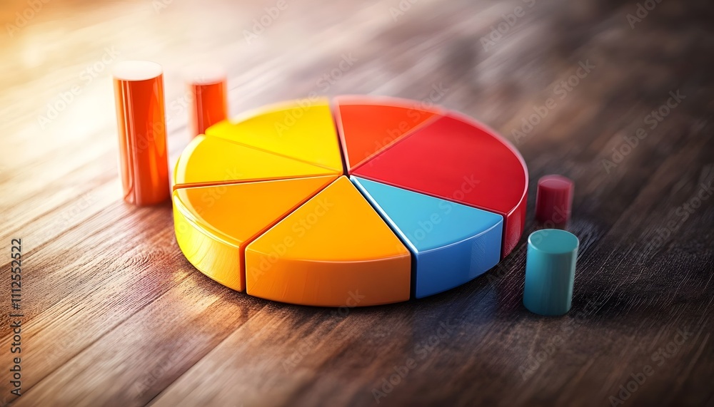 Poster a vibrant pie chart and bar graph display colorful data visualizations. perfect for illustrating bus