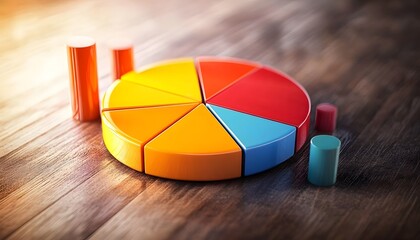 Fototapeta premium A vibrant pie chart and bar graph display colorful data visualizations. Perfect for illustrating business performance or analytical reports in an engaging and professional manner.