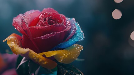 Exquisite Multicolor Rose, Close up.