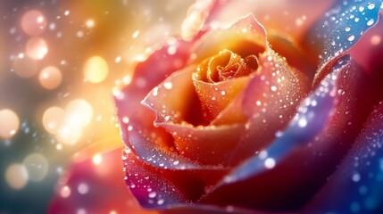 Exquisite Multicolor Rose, Close up.