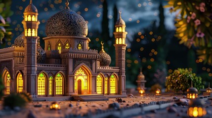  Surrounding the mosque, a serene atmosphere invites tranquility and reverence, embracing all who approach its doors.