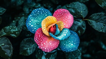 Exquisite Multicolor Rose, Close up.