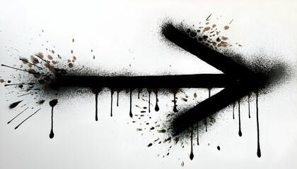  black spray paint drips, abstract lines and ink splatters. Arrow, inky blots with graffiti