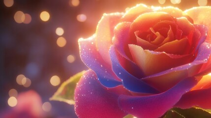 Exquisite Multicolor Rose, Close up.