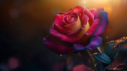 Exquisite Multicolor Rose, Close up.