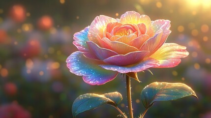 Exquisite Multicolor Rose, Close up.