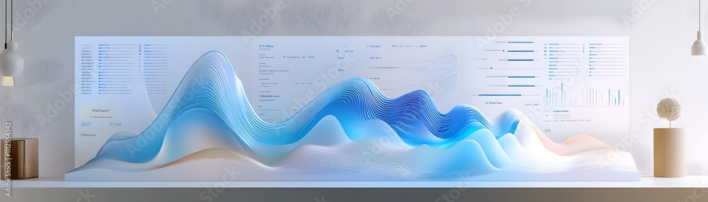 Poster an abstract representation of data flows and analytics, featuring smooth curves and gradients