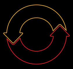 Infographic element in the form of two arrows with a stroke