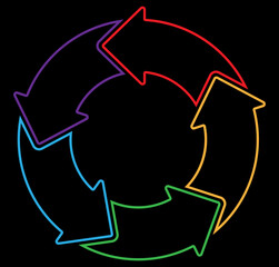 Infographic element in the form of five arrows with a stroke