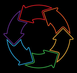 Infographic element in the form of six arrows with a stroke