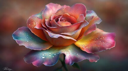 Exquisite Multicolor Rose, Close up.