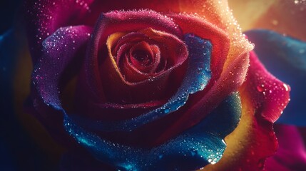 Exquisite Multicolor Rose, Close up.