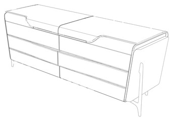 Chest of drawers outline icon. Line art illustration of TV stand, dresser. Modern commode, furniture in scandinavian style for home interior. Linear vector illustration isolated on white background
