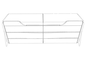 Chest of drawers outline icon. Line art illustration of TV stand, dresser. Modern commode, furniture in scandinavian style for home interior. Linear vector illustration isolated on white background