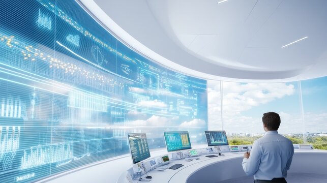 Bright command center with data projections and views - Powered by Adobe