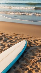 Obraz premium Tranquil Surfboard at Sunset Beach
