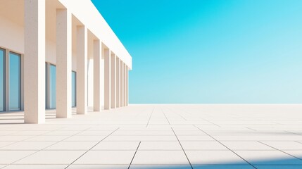 Fototapeta premium Modern architectural space with clean lines and bright sky at midday.