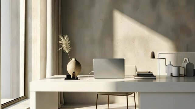 Minimalist Home Office Workspace with Natural Light