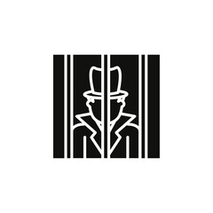 Criminal behind bars icon Symbol mark in Outline style