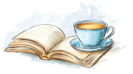 Relaxing Tea and Book with Soft Pastel Style