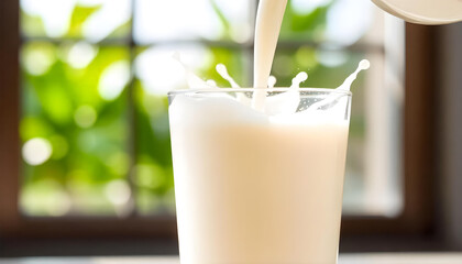 glass being filled with milk splash