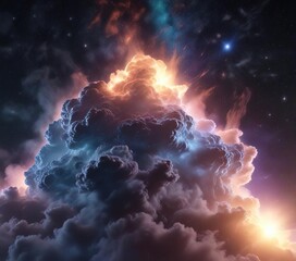 Iridescent gas cloud illuminated by starlight, heavenly, gas, galaxy