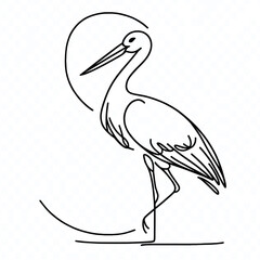 Minimalistic line art stork illustrations with elegant continuous outlines, AI Generation