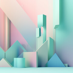 Contemporary abstract art with pastel tones and geometric patterns