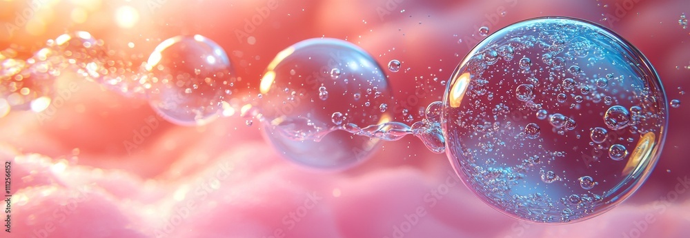 Poster a sophisticated 3d gradient glass element set against a liquid design background. a neon flow geomet