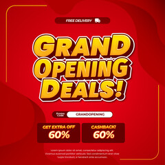 Grand Opening Sale discount deals Red gradient wavy fluid background banner