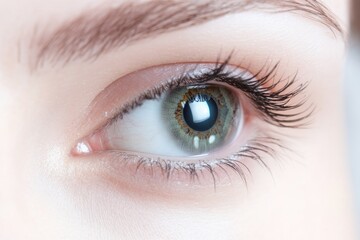 Obraz premium A detailed shot of a person's blue eye, great for use in portraits or as a close-up