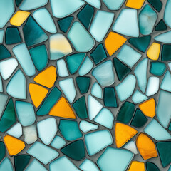 Seamless pattern, mosaic texture with asymmetrical multicolored tiles