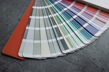 Guide of paint samples catalog, color and shadows palette