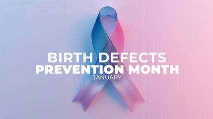 Birth Defects Prevention month, blue and pink color ribbon background.