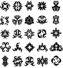 black and white pattern set