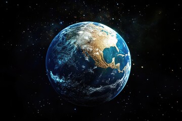 View of the Earth from space with stars in the background, perfect for astronomy or science related uses